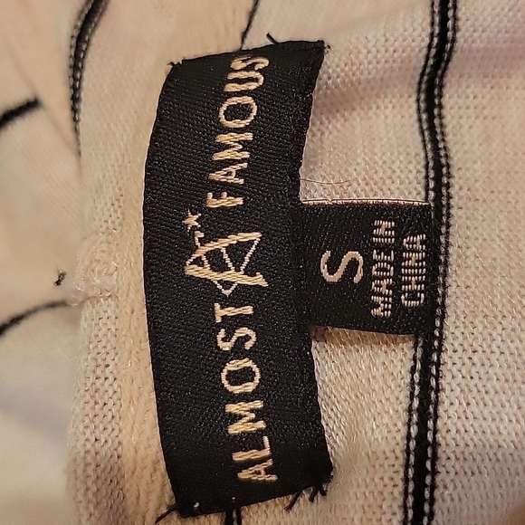Almost FAMOUS pink and black striped top. Size small - Picture 6 of 7